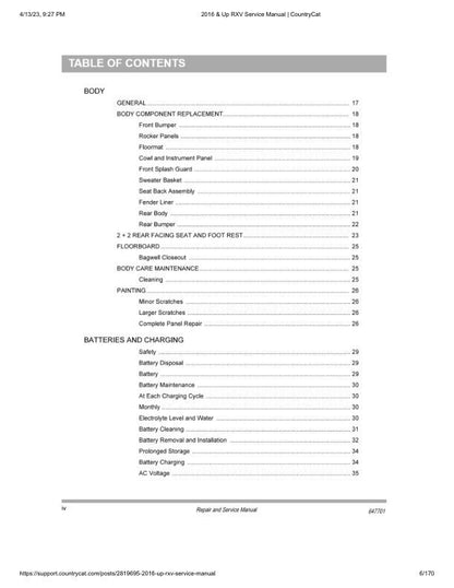 EZGO RXV Electric 48V Golf Cart Service Manual sample page from the repair manual