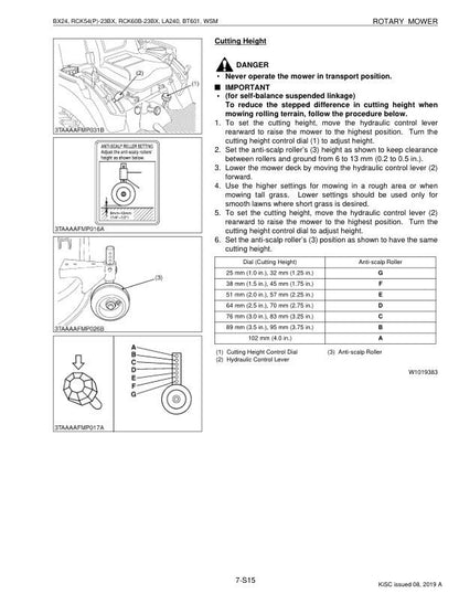 Kubota BX 24 Tractor Service Manual sample page with service data and tables