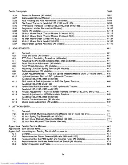 Cub Cadet 2000 Mower Service Manual sample page showing repair procedures