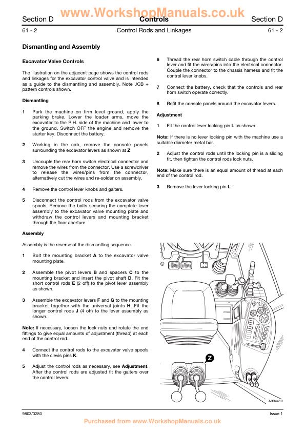 JCB 3CX 4CX 214e 214 215 217 Backhoe Loader Service Manual sample page showing repair procedures