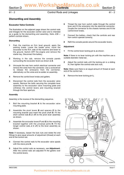 JCB 3CX 4CX 214e 214 215 217 Backhoe Loader Service Manual sample page showing repair procedures