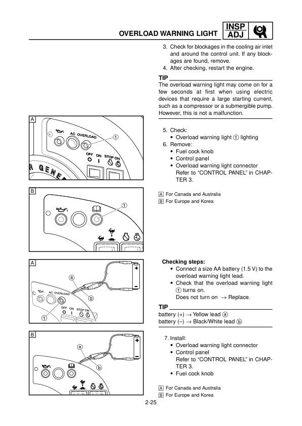 Yamaha EF 2000 Generator Service Manual sample page from service manual