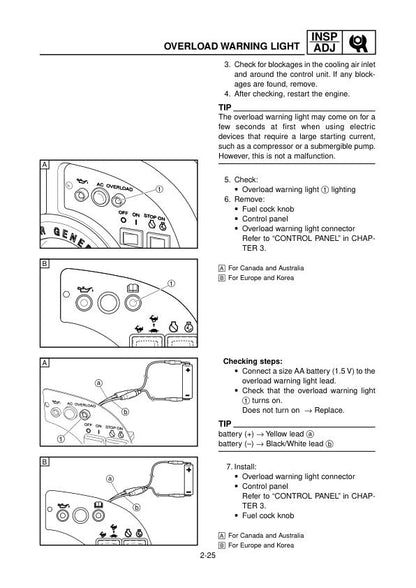 Yamaha EF 2000 Generator Service Manual sample page from service manual