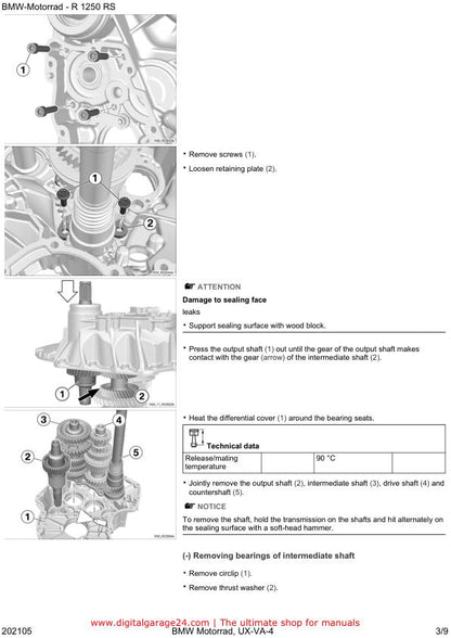 BMW R1250 RS K54 /11 Motorcycle Service Manual sample page with technical illustrations
