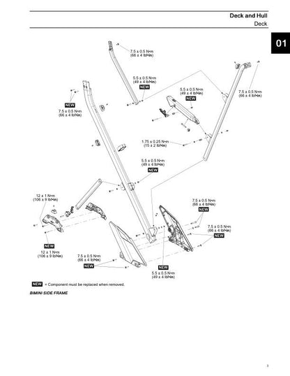 Sea-Doo Switch Pontoon Boat Service Manual sample page with technical illustrations