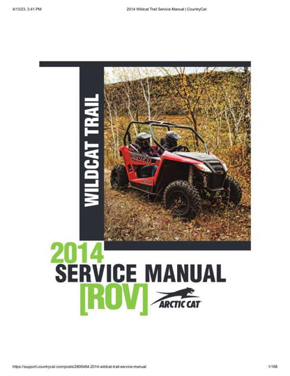 Arctic Cat Wildcat Trail UTV Service Manual factory service manual title page