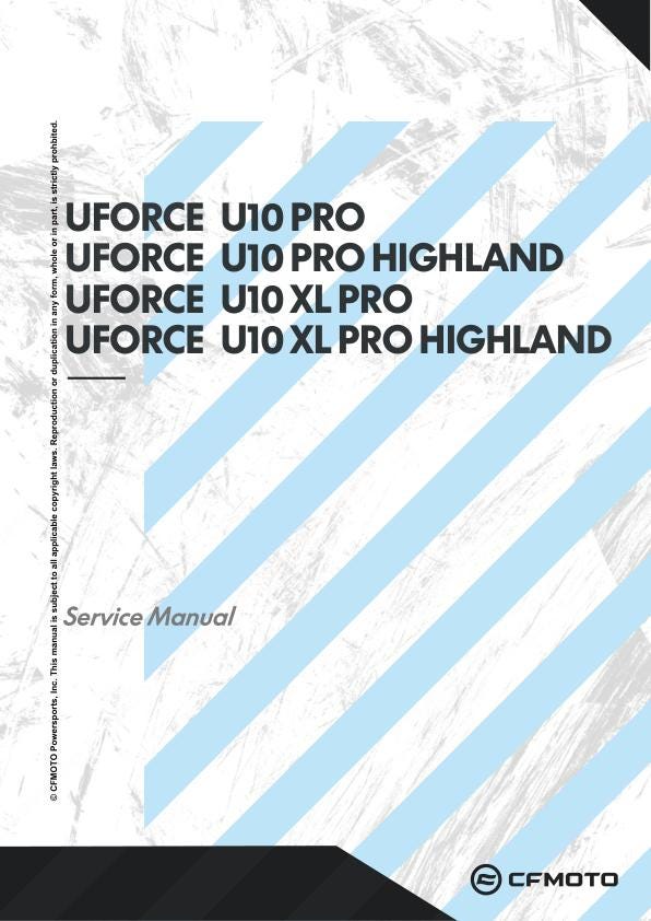 CFMOTO UFORCE U10 UTV Service Manual factory service manual title page