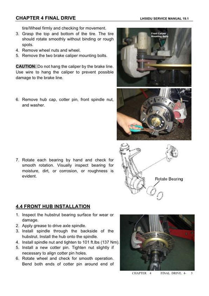 Linhai Crossfire E5 LH50U UTV Service Manual sample page with technical illustrations