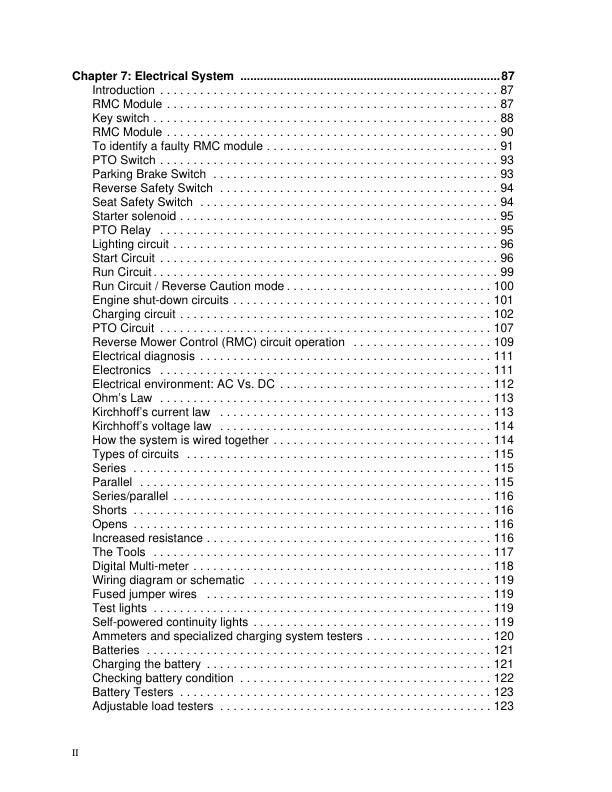 Cub Cadet Z Force S Mower Service Manual sample page with diagrams and specifications