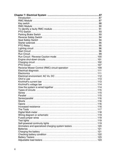 Cub Cadet Z Force S Mower Service Manual sample page with diagrams and specifications