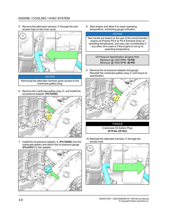 Polaris Ranger XP 1000 UTV Service Manual sample page from the repair manual