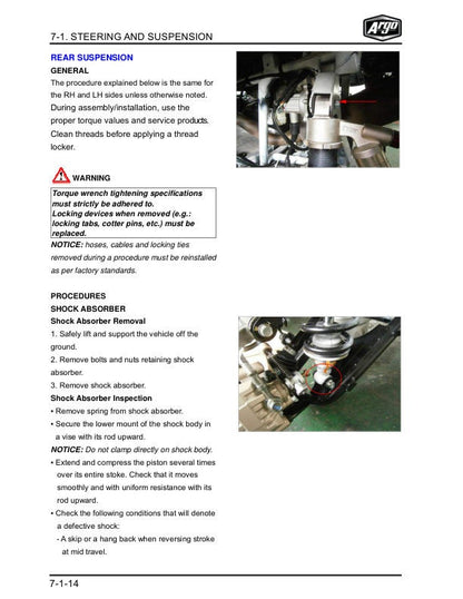 Argo XPLORER XRT 1000 UTV Service Manual sample page showing schematics and diagrams