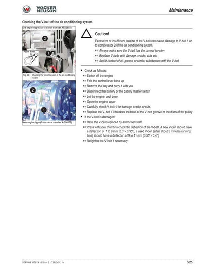 Wacker Neuson 38 Z3 Track Excavator Service Manual sample page with technical illustrations