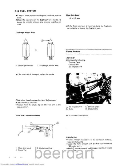 Kawasaki JetMate Service Manual sample page showing repair procedures