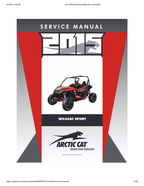Arctic Cat Wildcat Sport 700 UTV Service Manual factory service manual title page