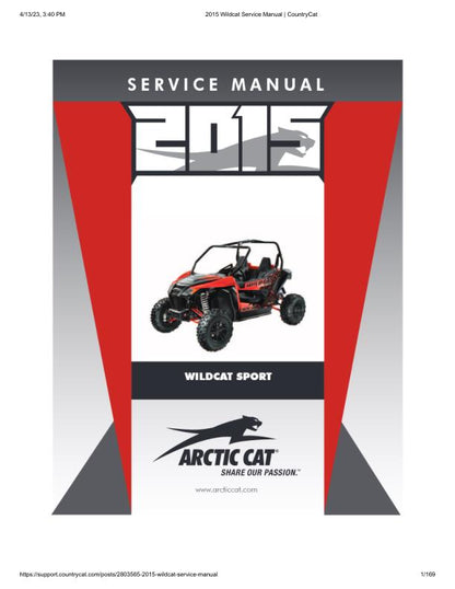 Arctic Cat Wildcat Sport 700 UTV Service Manual factory service manual title page