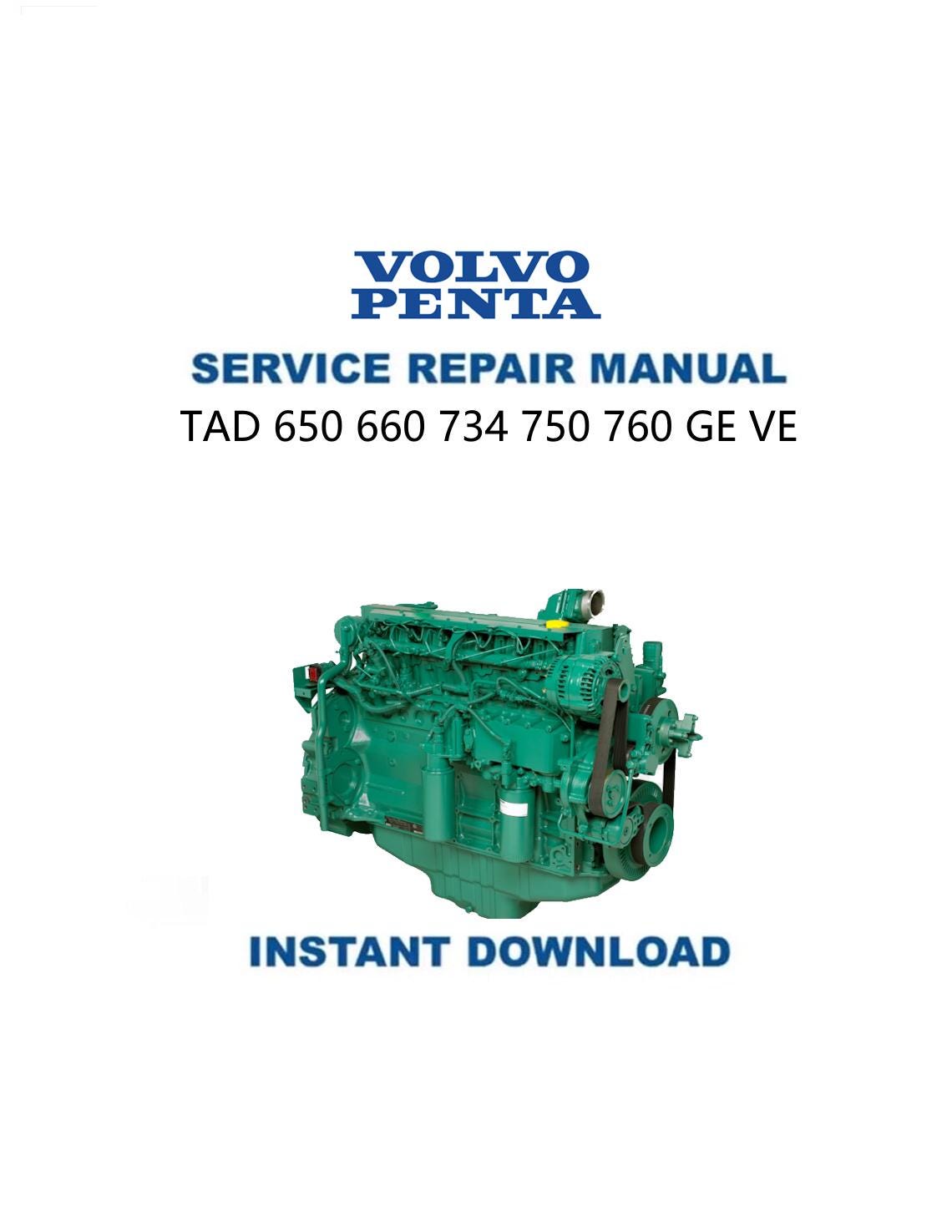 Volvo Penta TAD 650 660 734 750 760 Service Manual - Service Manual PDF Instant Download