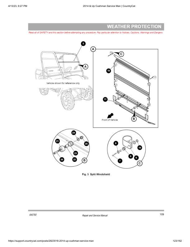 Cushman Hauler Pro X 72V Service Manual sample page showing repair procedures