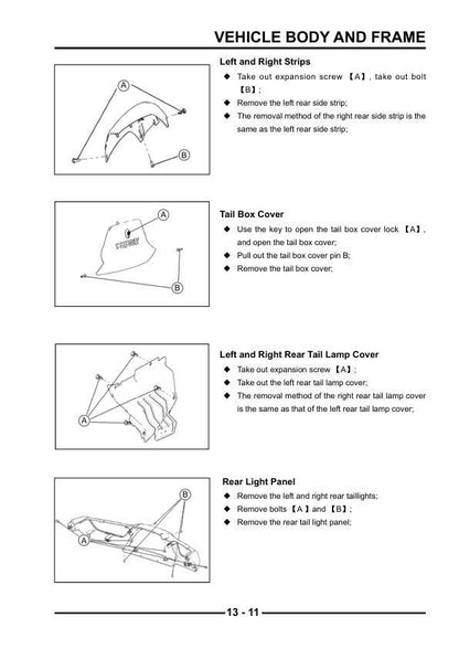 Segway Snarler ATV Service Manual sample page with service data and tables