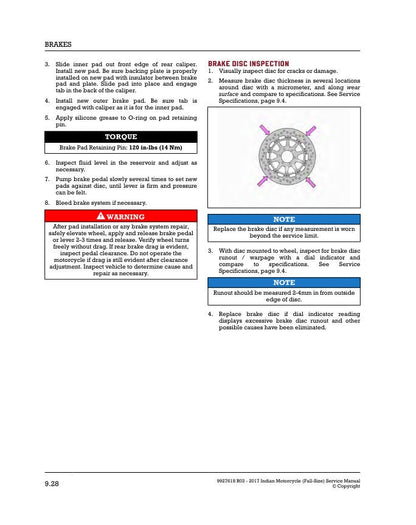 Indian Chief Roadmaster Springfield Motorcycle Service Manual sample page from the repair manual