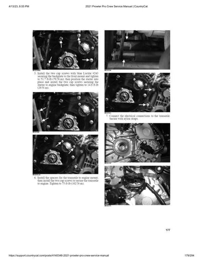 Arctic Cat Prowler Pro CREW UTV Service Manual sample page with service data and tables