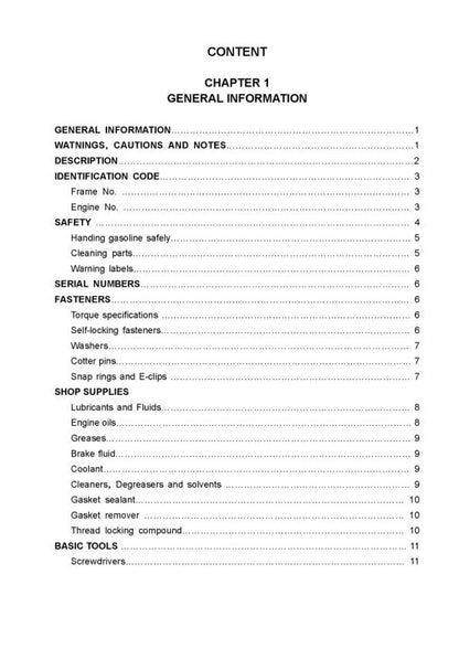HiSun HS700 HS600 HS500 UTV Service Manual sample page showing repair procedures