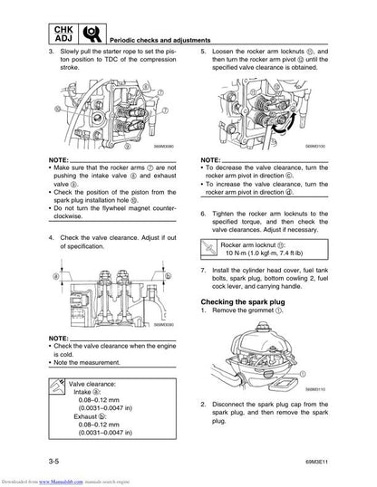 Yamaha 40V 50H 40W 50W Outboard Service Manual sample page with diagrams and specifications