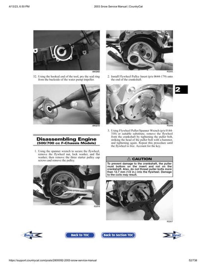 Arctic Cat Firecat F5 F7 ZL ZR Pantera Snowmobile Service Manual table of contents