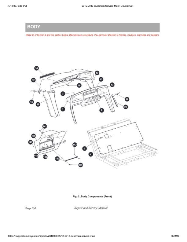 Cushman Electric Shuttle 2 4 6 Golf Cart Service Manual sample page from service manual