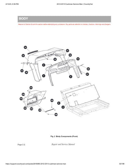 Cushman Electric Shuttle 2 4 6 Golf Cart Service Manual sample page from service manual