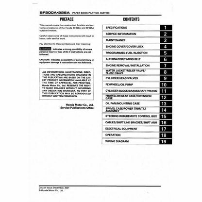 Honda BF175A BF200A BF225A Outboard Service Manual factory service manual title page