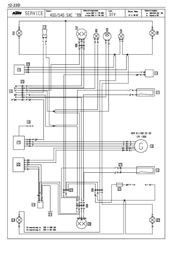 KTM 400 520 620 640 660 LC4 Engine Service Manual sample page with diagrams and specifications