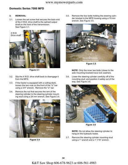 Cub Cadet Domestic 7000 Tractor Service Manual sample page with service data and tables