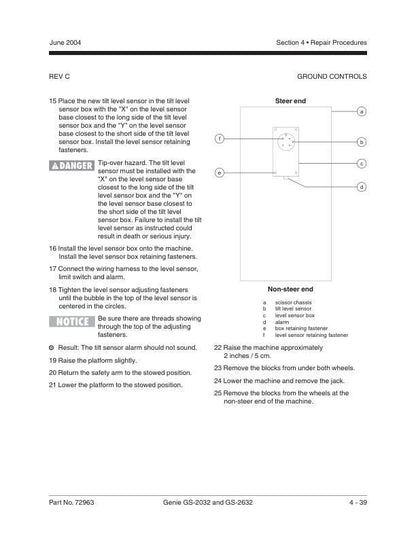 Genie GS 2032 2632 Electric Scissor Lift Service Manual sample page with technical illustrations