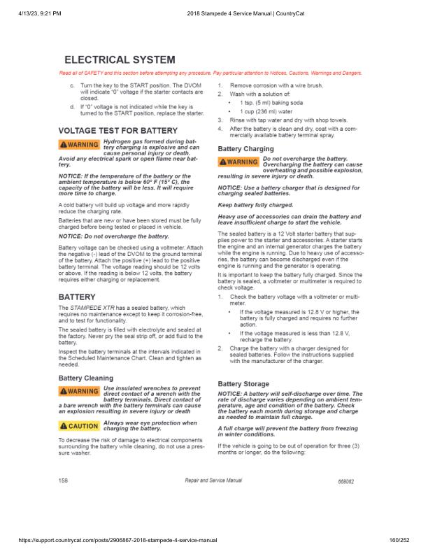 Textron (Arctic Cat) Stampede XTR UTV Service Manual sample page showing schematics and diagrams