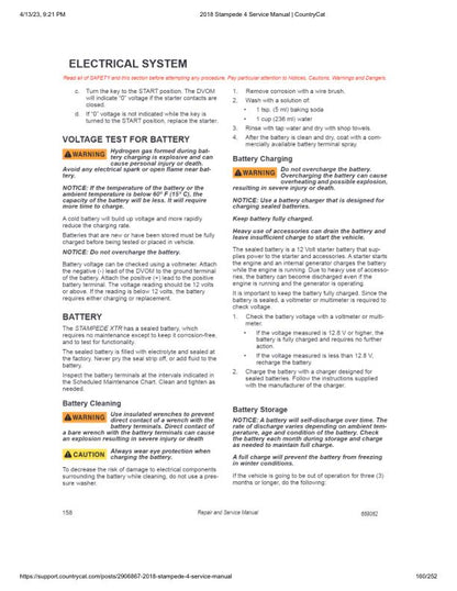 Textron (Arctic Cat) Stampede XTR UTV Service Manual sample page showing schematics and diagrams