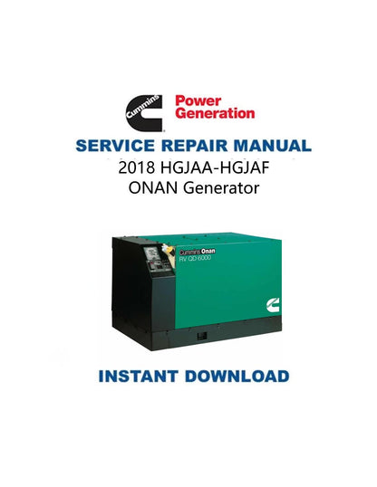 Cummins HGJAA-HGJAF ONAN Generator Service Manual 2018 - Service Manual PDF Instant Download