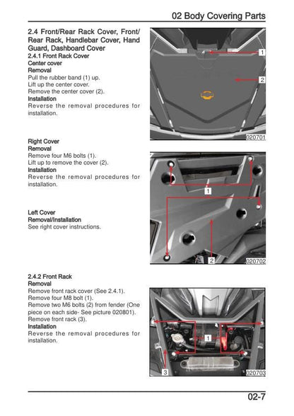 CFMOTO CFORCE 1000 ATV Service Manual table of contents