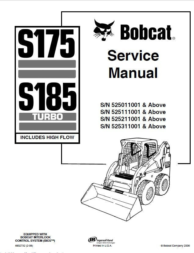 Bobcat S175 S185 Turbo Loader Service Manual factory service manual title page
