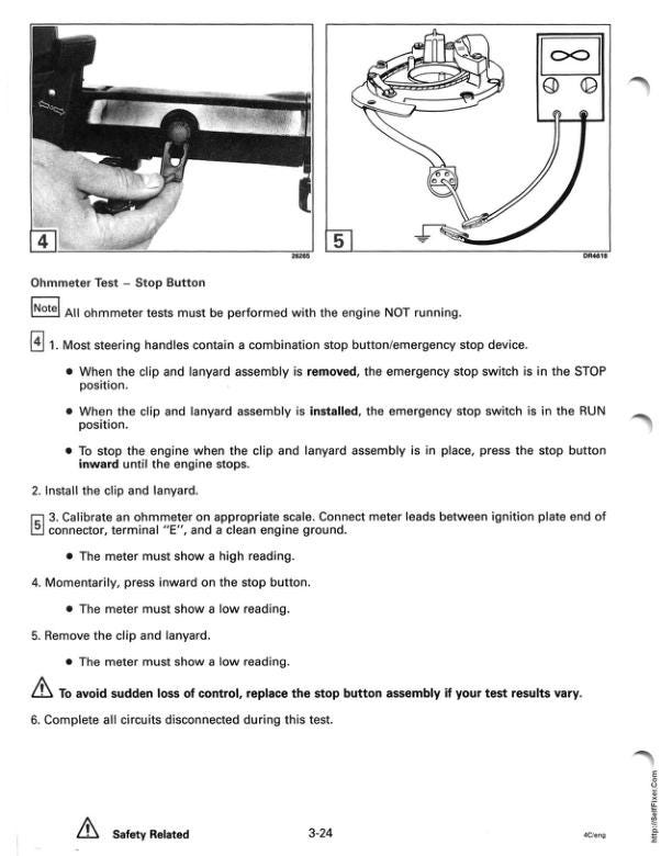 Johnson Evinrude 2 - 8 HP Outboard Service Manual sample page with diagrams and specifications
