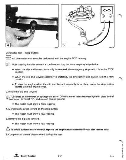 Johnson Evinrude 2 - 8 HP Outboard Service Manual sample page with diagrams and specifications