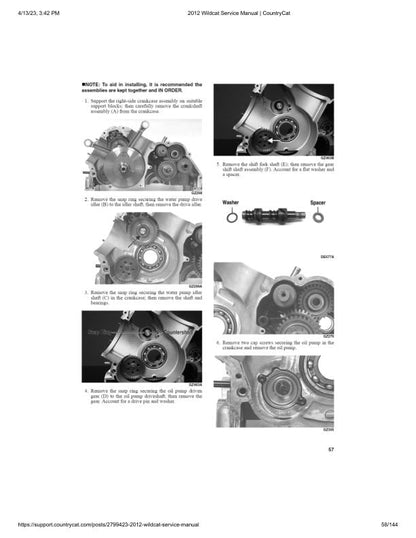 Arctic Cat Wildcat 1000 UTV Service Manual sample page showing repair procedures