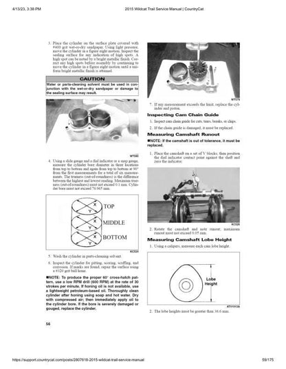Arctic Cat Wildcat Trail UTV Service Manual sample page with diagrams and specifications