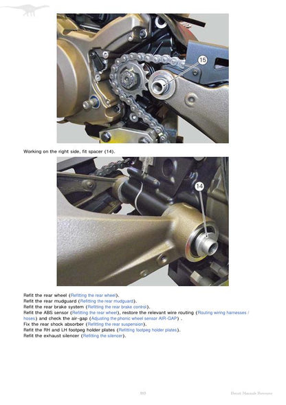 Ducati Monster 821 Motorcycle Service Manual sample page with technical illustrations