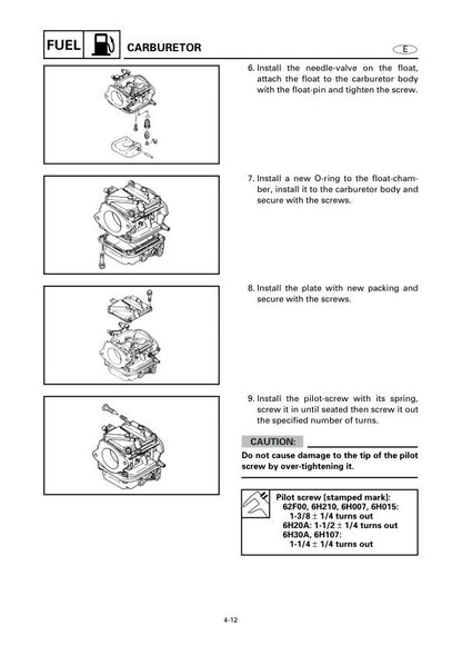 Yamaha 50G 60F 70B 75C 90A Outboard Service Manual sample page showing repair procedures