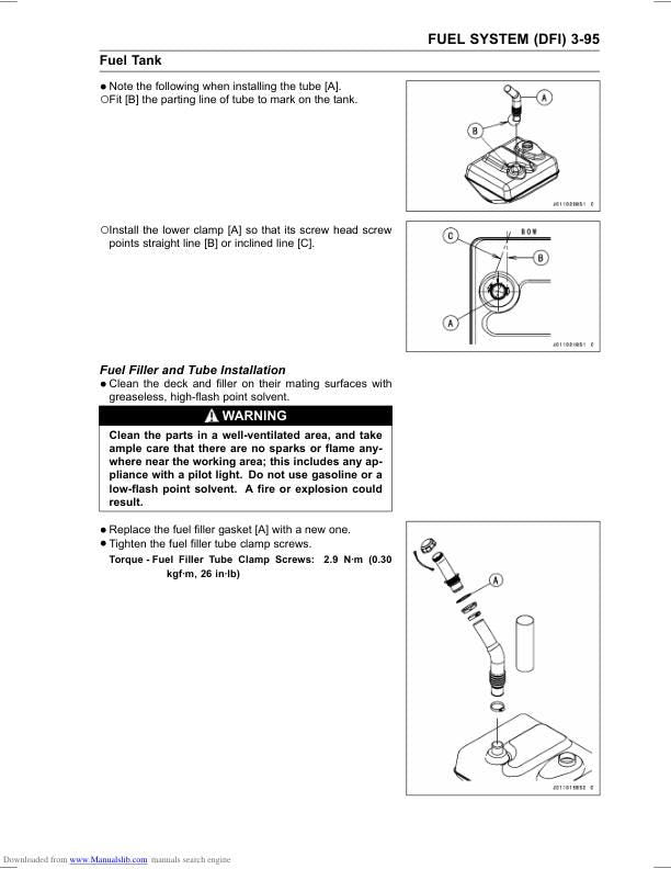 Kawasaki JetSki Ultra 250x Service Manual sample page showing repair procedures