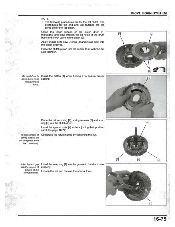 Honda Pioneer SXS700 M2/M4 UTV Service Manual sample page with service data and tables
