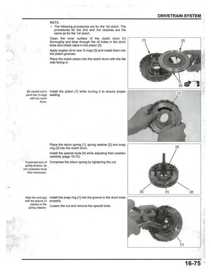 Honda Pioneer SXS700 M2/M4 UTV Service Manual sample page with service data and tables