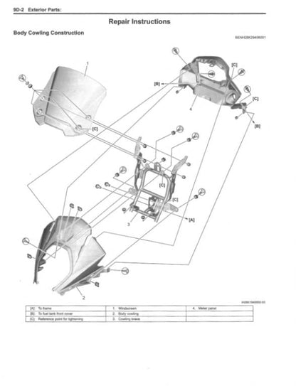 Suzuki V-Strom DL650 Motorcycle Service Manual sample page showing schematics and diagrams