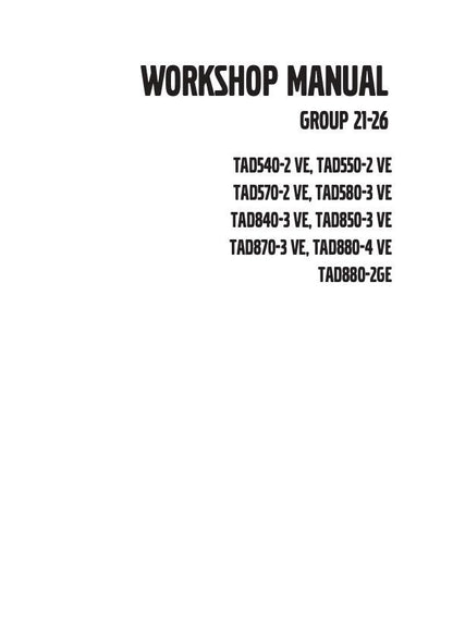 Volvo Penta TAD 540 550 570 580 840 850 870 880 Service Manual factory service manual title page